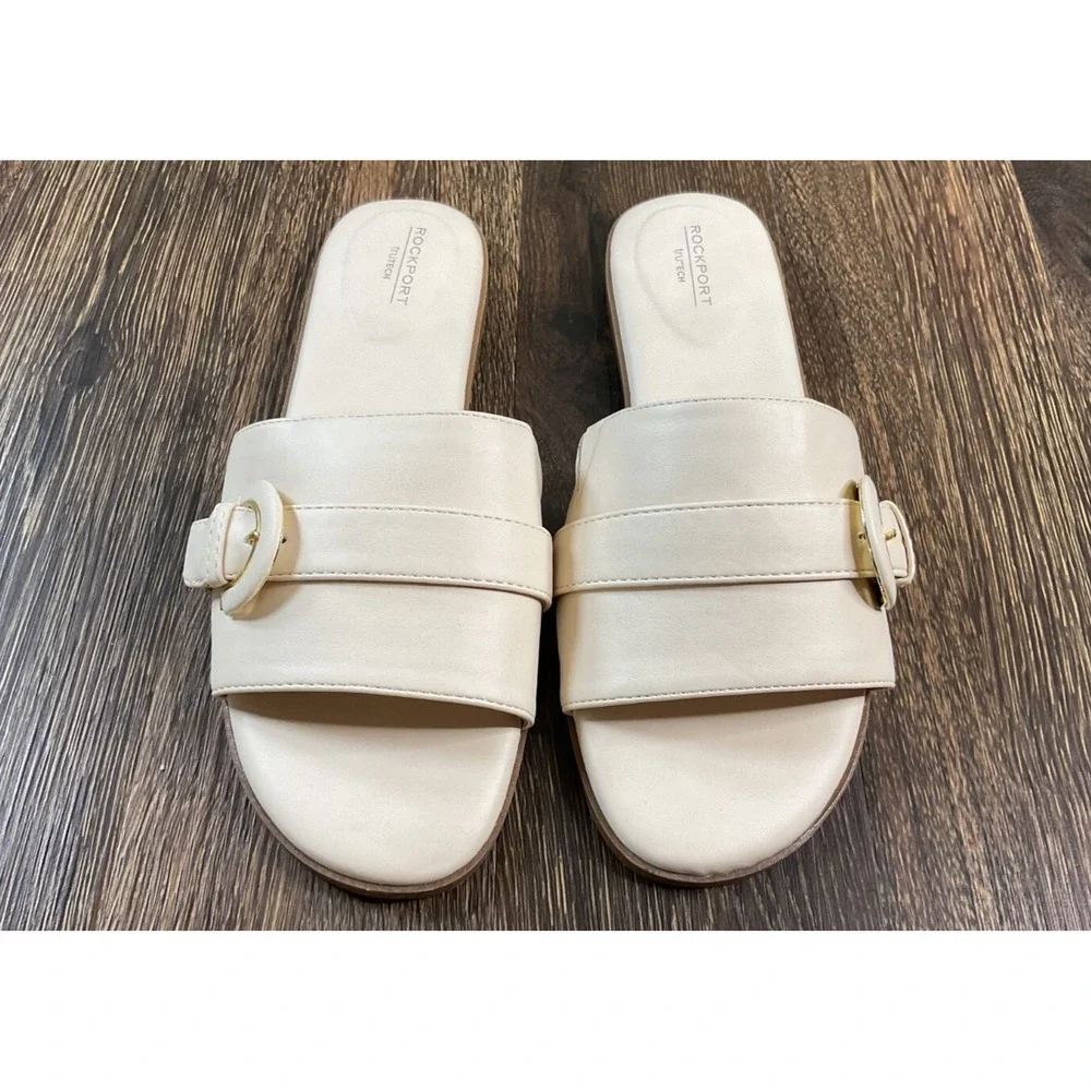 Rockport Trutech Women's Yara Size 8 White Cushioned Slide Sandals C17938 -New‎